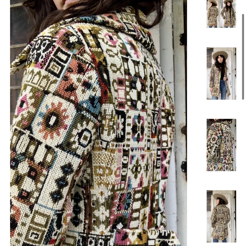 1960s Needlepoint Tapestry Coat S/M from the personal wardrobe of Nikki Lane - Picture 2 of 6